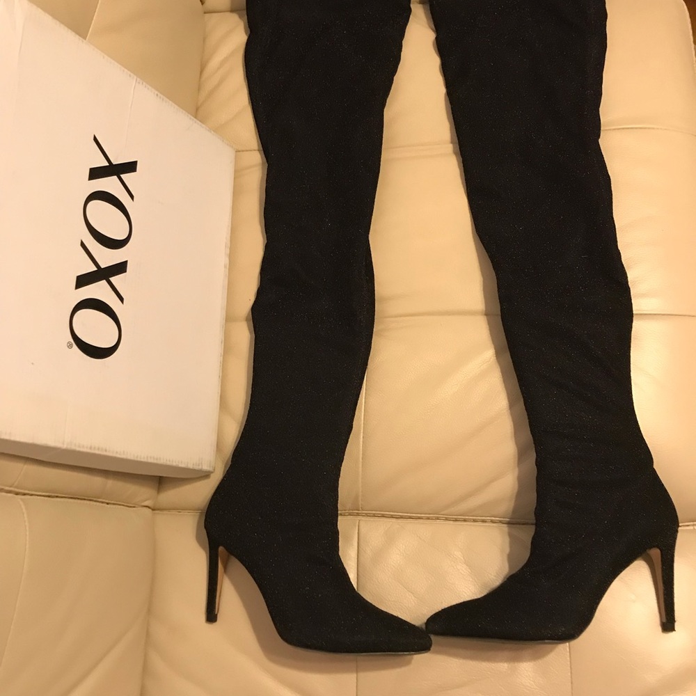 XOXO Taliyah Over the Knee Boot Black Microlina